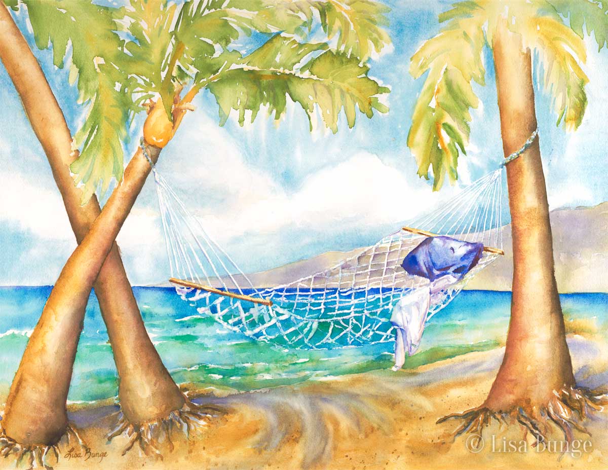 A hammock on the beach in Kohala
